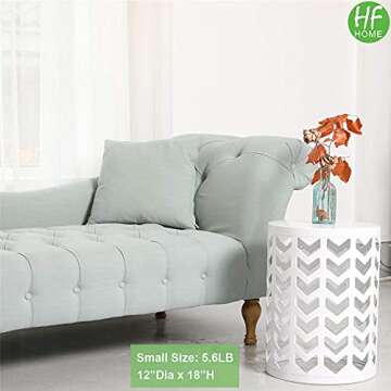 HFHOME Nesting Coffee Tables Set of 3, Industrial Metal Stacking Accent Side Tables Circle Table for Small Space, Living Room, Apartment, Bedroom Indoor - White