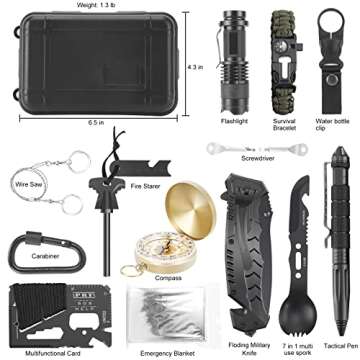 Survival kits 17 in 1, Emergency Survival Gear and Equipment, Cool Gadgets for Men Camping Fishing H...