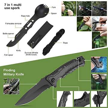 Survival kits 17 in 1, Emergency Survival Gear and Equipment, Cool Gadgets for Men Camping Fishing Hunting Outdoor
