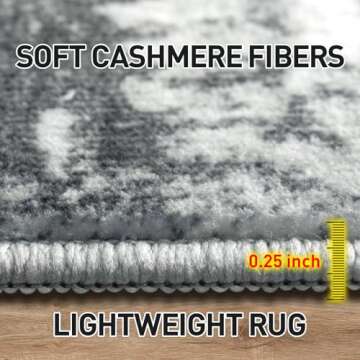 9x12 Area Rugs Washable Rug: Modern Abstract Living Room Rug Soft Anti-Skid Thin Carpet Indoor Floor Non-Shedding Carpets for Bedroom Dining Room Farmhouse Nursery Home Office Black Grey Gold