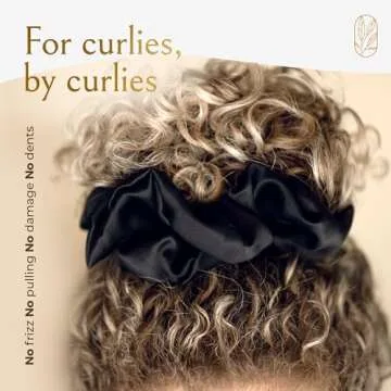Curlfriend Collective Scrunchies for Women, Extra Large Silk Scrunchies for Curly Hair, Silk Hair Ties No Damage, Hair Scrunchies for Thick Hair, Hair Accessories, Ponytail Holders - Black, XL