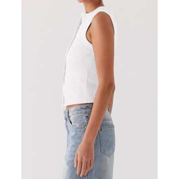 Matunana Womens Stylish Y2K Ribbed Tank Top for Summer