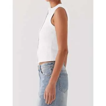 Matunana Womens Stylish Y2K Ribbed Tank Top for Summer