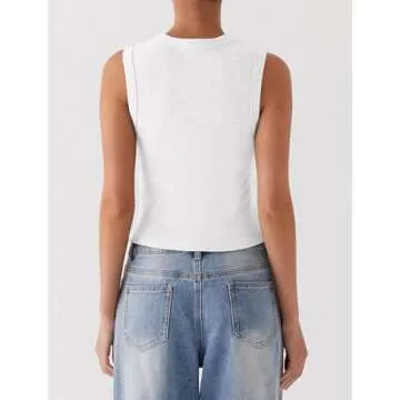 Matunana Womens Stylish Y2K Ribbed Tank Top for Summer