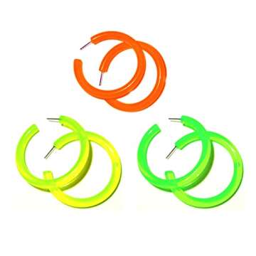 Colorful Retro Hoop Earrings Set for Women 4 Pairs