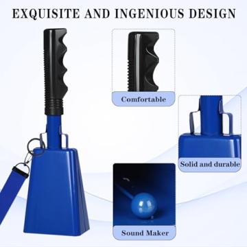 Hordolry 10 Inch Metal Cowbell for Sports and Events