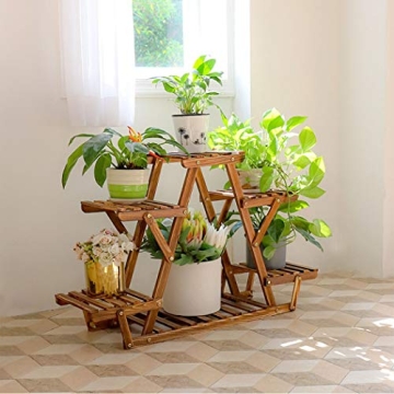 unho Triangular Plant Stand: Stylish 6 Tier Wooden Shelf