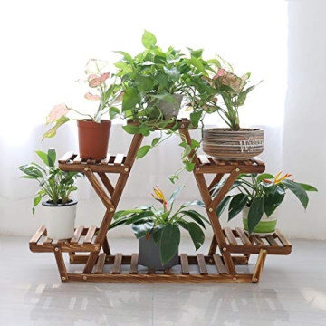 unho Triangular Plant Stand: Stylish 6 Tier Wooden Shelf