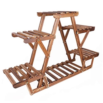unho Triangular Plant Stand: Stylish 6 Tier Wooden Shelf