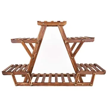 unho Triangular Plant Stand: Stylish 6 Tier Wooden Shelf