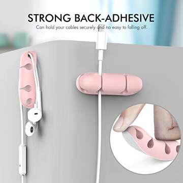 OUSHGO Pack of 3 Cable Clips Cable Organizer Clips Compact Design Desk Wire Holder Strong Adhesive M...