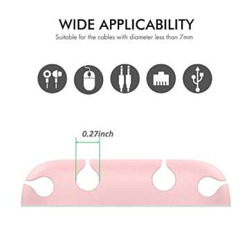 OUSHGO Pack of 3 Cable Clips Cable Organizer Clips Compact Design Desk Wire Holder Strong Adhesive Multipurpose Cord Holder USB Cable for Home, Office, Car, Desk Accessories (Pink)