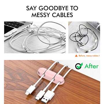 OUSHGO Pack of 3 Cable Clips Cable Organizer Clips Compact Design Desk Wire Holder Strong Adhesive Multipurpose Cord Holder USB Cable for Home, Office, Car, Desk Accessories (Pink)