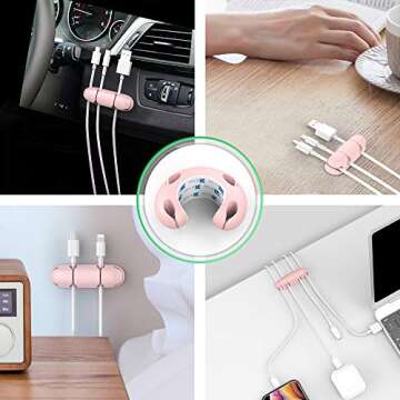 OUSHGO Pack of 3 Cable Clips Cable Organizer Clips Compact Design Desk Wire Holder Strong Adhesive Multipurpose Cord Holder USB Cable for Home, Office, Car, Desk Accessories (Pink)