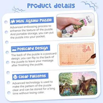 234 Pieces Mini Jigsaw Puzzles for Adults & Kids, 6" x 4" Small Jigsaw Puzzles Capsule Tube Jigsaw Puzzles Intelligent Game, Starry Night Space Astronaut Dusk Village 3 Pack