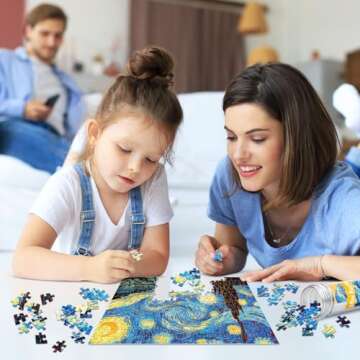 234 Pieces Mini Jigsaw Puzzles for Adults & Kids, 6" x 4" Small Jigsaw Puzzles Capsule Tube Jigsaw Puzzles Intelligent Game, Starry Night Space Astronaut Dusk Village 3 Pack