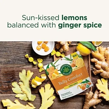 Organic Belly Comfort Lozenges Lemon Ginger for Nausea Relief