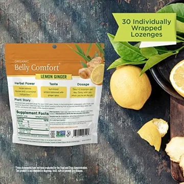 Organic Belly Comfort Lozenges Lemon Ginger for Nausea Relief