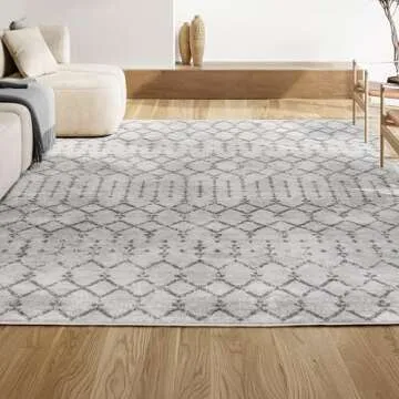 JONATHAN Y MOH101B-8 Moroccan Hype Boho Vintage Diamond 8 ft. x 10 ft. Area-Rug, Bohemian, Southwestern, Casual, Transitional, Pet Friendly, Non Shedding, Stain Resistant, Easy-Cleaning, Cream/Gray