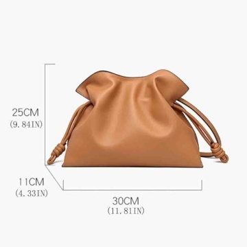 BXCNCKD Women's versatile crossbody bag with cloud drawstring pleated bucket bag, fashionable PU leather bag for women (Brown)