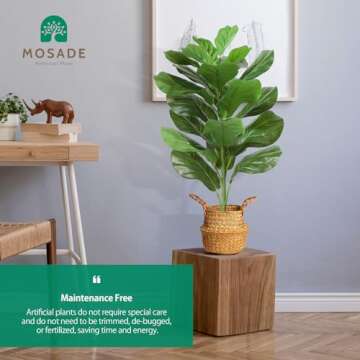Lifelike 30" Faux Fiddle Leaf Fig Tree in Seagrass Basket