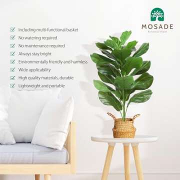 Lifelike 30" Faux Fiddle Leaf Fig Tree in Seagrass Basket