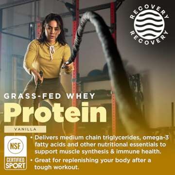 Gnarly Nutrition Vanilla Protein Powder - Grass Fed Whey Powder, NSF Sport Certified, Smooth Taste, Sports Nutrition, Muscle Repair, 25g Protein - Vanilla, 32 Oz