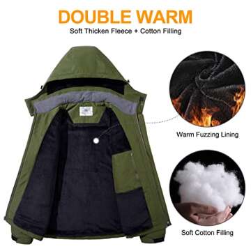 GOLDEN CAMEL Men's Winter Jacket Windproof Ski Snow Jacket Waterproof Thicken Parka Rain Jacket Warm...