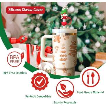 OTOKOHOME Christmas Straw Caps for Stanley Cups - Set of 4