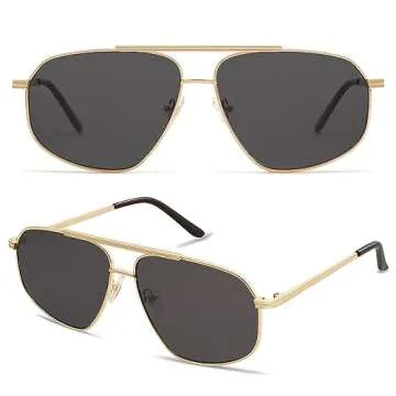 SOJOS Classic Retro Aviator Sunglasses for Women Men Vintage Hexagonal Metal Frame UV400 Lenses SJ12...