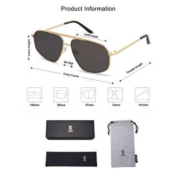 SOJOS Classic Retro Aviator Sunglasses for Women Men Vintage Hexagonal Metal Frame UV400 Lenses SJ1200, Gold/Grey