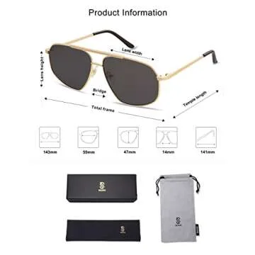 SOJOS Classic Retro Aviator Sunglasses for Women Men Vintage Hexagonal Metal Frame UV400 Lenses SJ1200, Gold/Grey