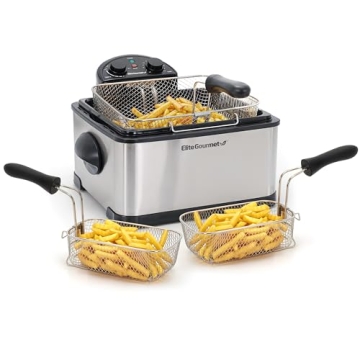 Elite Gourmet Deep Fryer 4.5 Qt 1700W with 3 Baskets