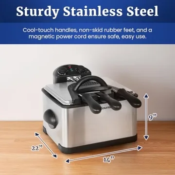 Elite Gourmet Deep Fryer 4.5 Qt 1700W with 3 Baskets