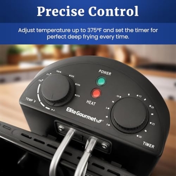 Elite Gourmet Deep Fryer 4.5 Qt 1700W with 3 Baskets