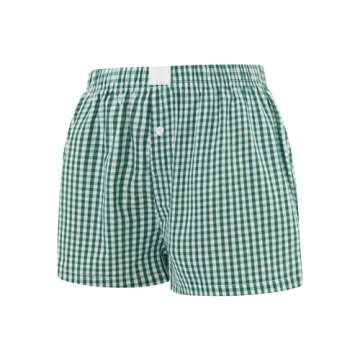 Women Pajamas Shorts Micro Boxer Shorts Y2K Cute Gingham Sleep Lounge Shorts Checkered Plaid Button Pj Mini Shorts (Green, S)