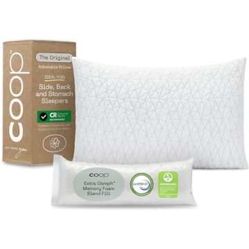Coop Home Goods Original Adjustable Pillow, King Size Bed Pillows for Sleeping, Cross Cut Memory Foa...