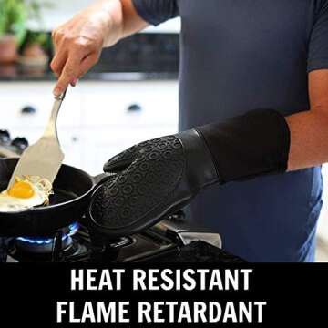 HOMWE Silicone Oven Mitts and Pot Holders, 4-Piece Set, Heavy Duty Cooking Gloves, Kitchen Counter Safe Trivet Mats, Advanced Heat Resistance, Non-Slip Textured Grip (Red)