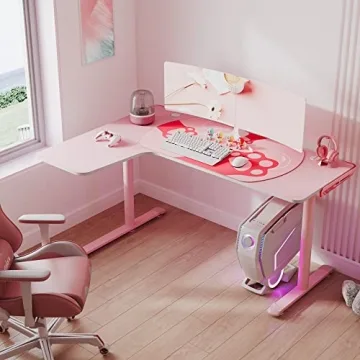 EUREKA ERGONOMIC Pink L Shaped Gaming Desk - Perfect Home Office Solution