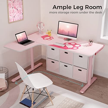 EUREKA Pink L Shaped Gaming Desk - Stylish and Functional