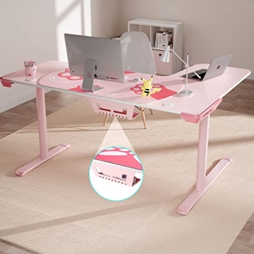 EUREKA Pink L Shaped Gaming Desk - Stylish and Functional