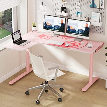 EUREKA Pink L Shaped Gaming Desk - Stylish and Functional