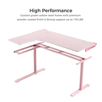 EUREKA Pink L Shaped Gaming Desk - Stylish and Functional