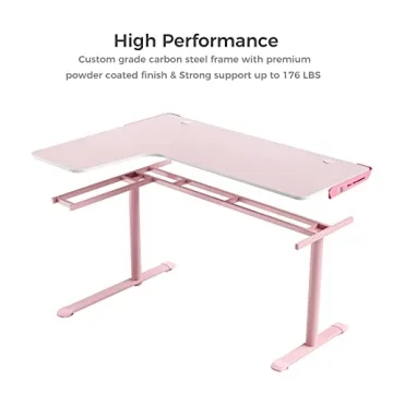 EUREKA Pink L Shaped Gaming Desk - Stylish and Functional
