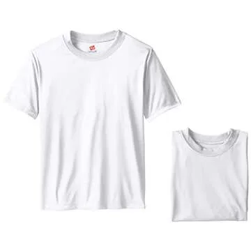 Hanes Boys' Big Cool Dri Performance T-Shirt Pack of 3 - Bright White, Durable & Moisture-Wicking