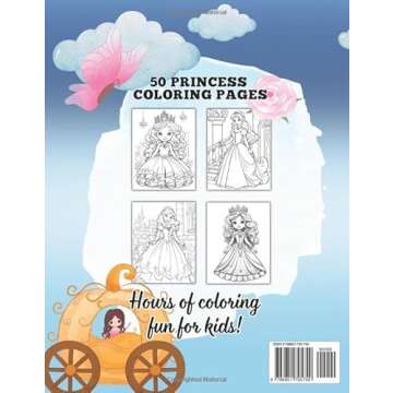 Princess Coloring Book: 50 Cute Princess Coloring Pages for Girls, Coloring Book for Kids Ages 4 - 8