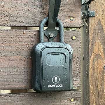 Iron Lock® - Key Lock Box Portable and Wall Mounted with Removable Shackle Indoor Outdoor Waterproof 4 Digit Combination with Resettable Code with A B Switch Key Lockbox for Outside Hold 5 Spare Keys