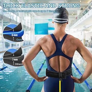 FOOING Swim Tether 4M - Ultimate Swimming Training Belt for All Ages