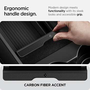 Spigen Center Console Organizer Tray Designed for Tesla Model 3 & Y 2025/2024/2023 with Smooth Slide Technology [Not Compatible with Tesla Model 3 2025/2024 Refresh (Highland)] (Carbon Edition)