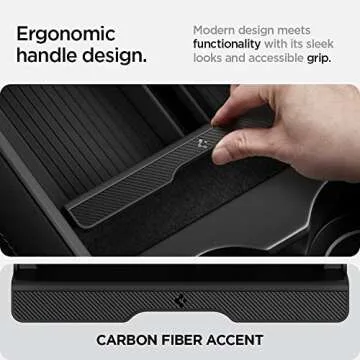 Spigen Center Console Organizer Tray Designed for Tesla Model 3 & Y 2025/2024/2023 with Smooth Slide Technology [Not Compatible with Tesla Model 3 2025/2024 Refresh (Highland)] (Carbon Edition)